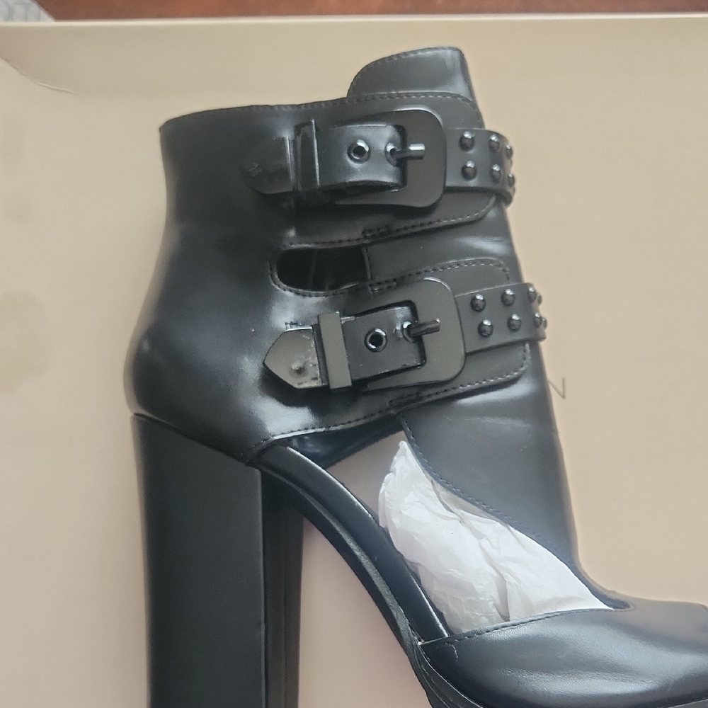 BCBGeneration Black Heeled Boots with Buckle Straps